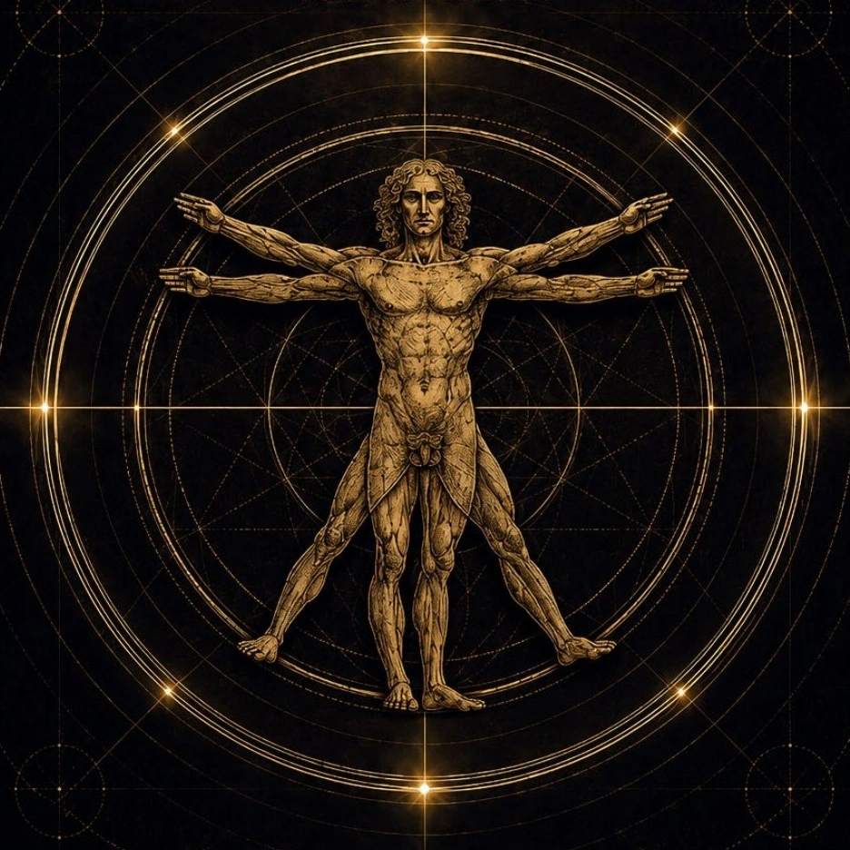 The Vitruvian Founder emblem